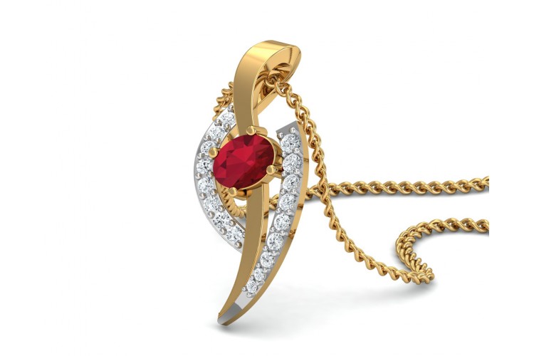Tory Ruby & Diamond Pendant in Gold